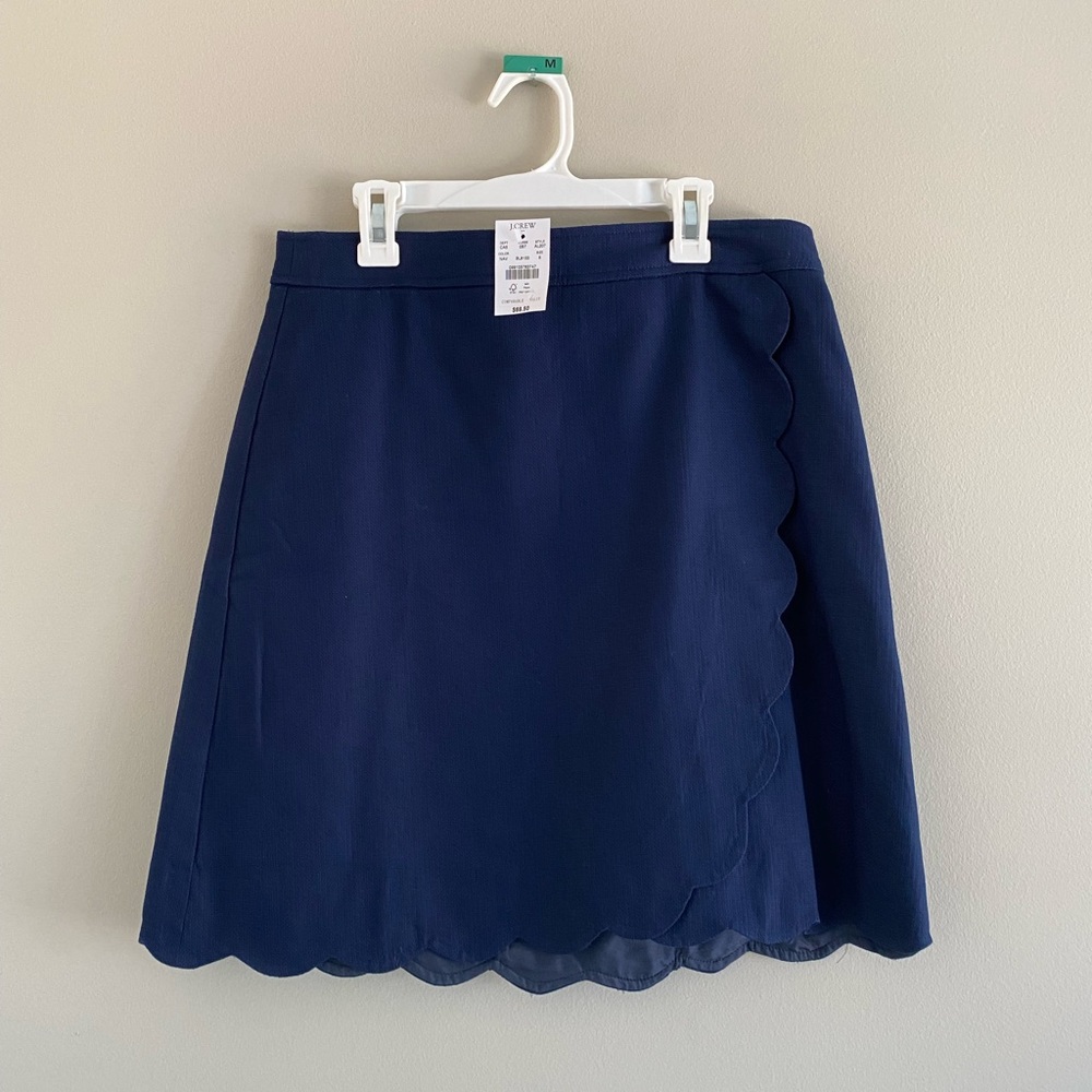 NWT JCrew Navy Scalloped A-line Mini Skirt (Size 6)